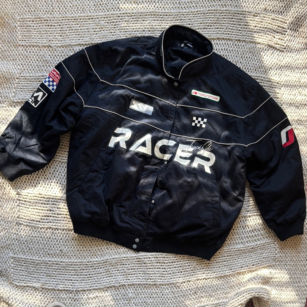 H&M Black Bomber Jacket with Stand-Up Collar and Sporty Design